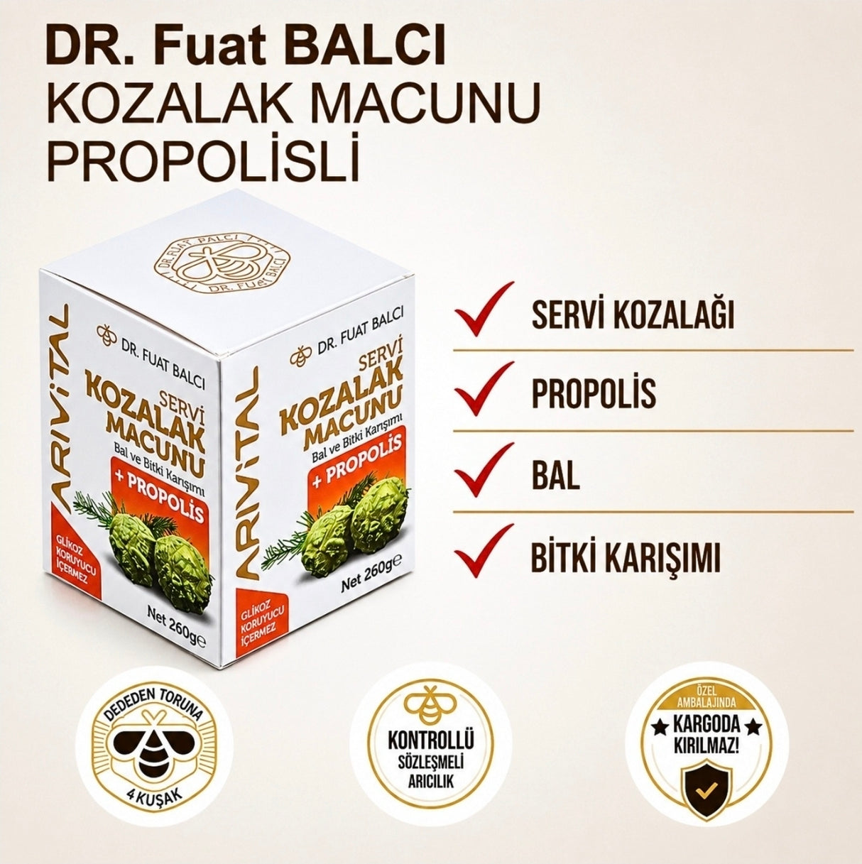 Arıvital Kozalak Macunu (Propolisli) 260g