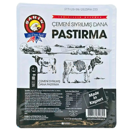 Sahin Fenugreek Striped Beef Pastırma 80g Pastirma