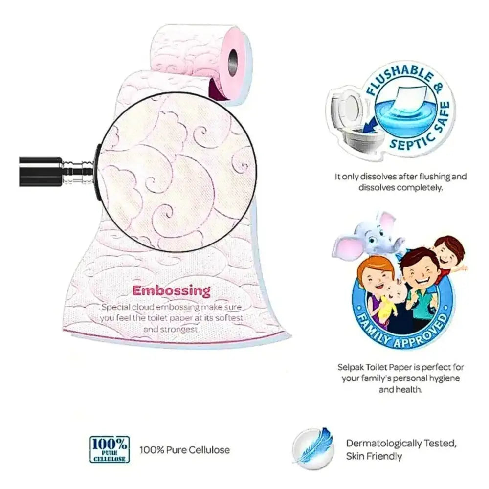 Selpak Extra Bathroom Paper Roll Refreshing Pack with Odour Clean Technology Toilet Paper 3ply X 4 Rolls Selpak Extra