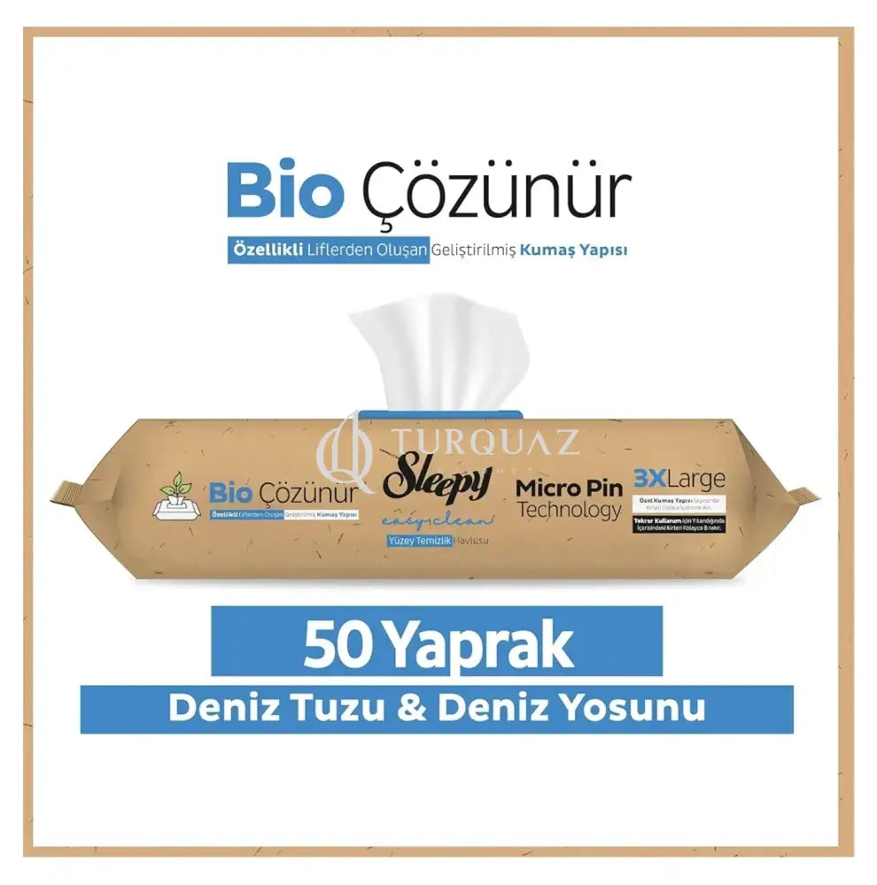 Sleepy 3XL X 50pcs Bio Degradable White Vinegar Sea Salt & Seaweed Surface Cleaning Towels Sleepy 3XL / 50pcsBio