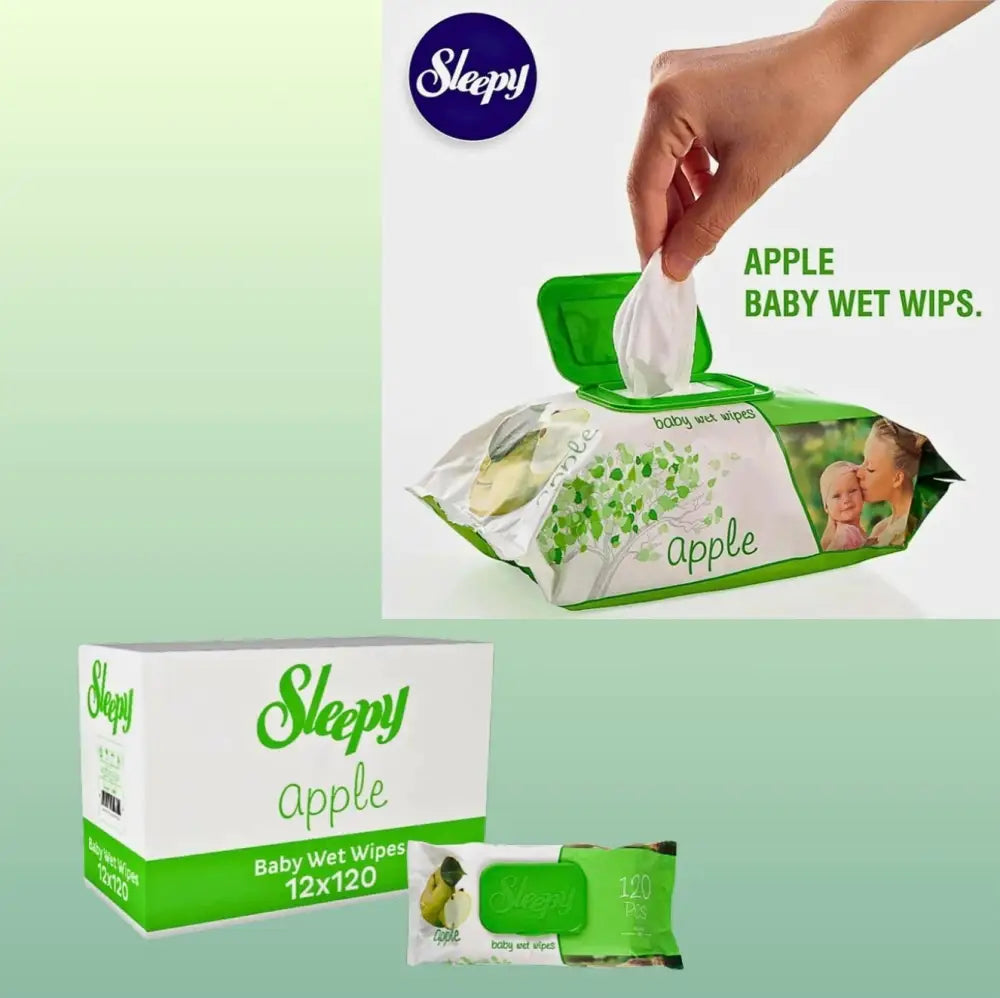 Sleepy Apple Care Baby 120 Pcs Wet Wipes - Sleepy Apple Care Baby 120 Wet Wipes