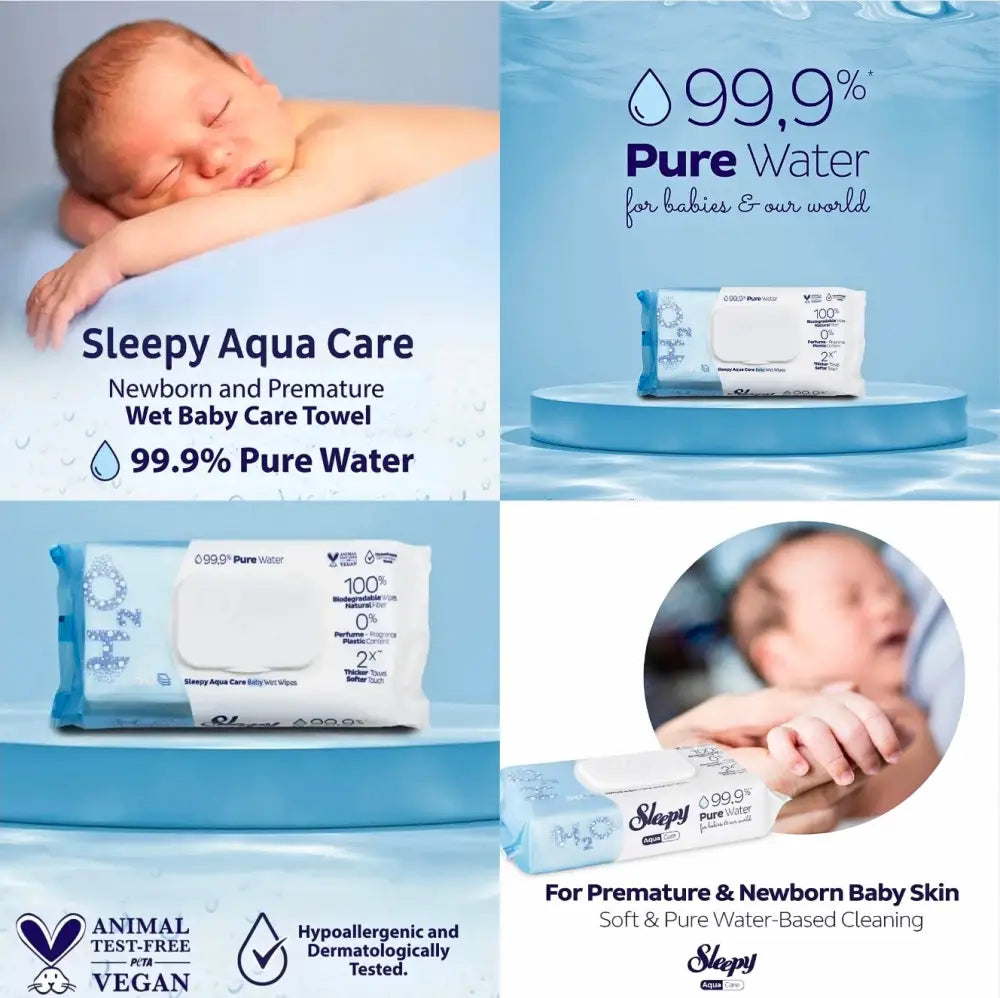Sleepy Aqua Care Baby 120 Wet Wipes Sleepy Aqua Care Baby 120 Wet Wipes