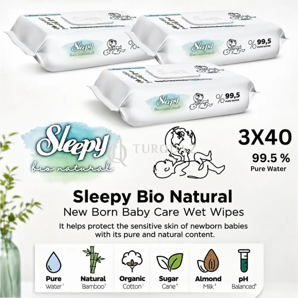 Sleepy Bio Natural Wet Wipes 40 Sheets X 3pack - Sleepy Bio Natural 40 Sheets 12 Pack Wet Wipes