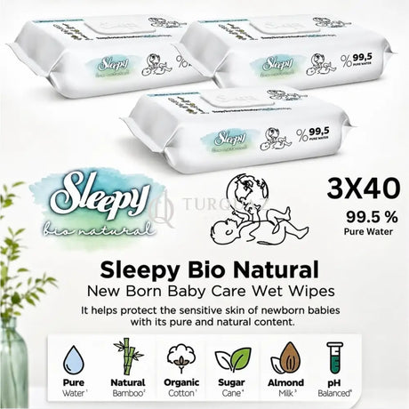 Sleepy Bio Natural Wet Wipes 40 Sheets X 3pack - Sleepy Bio Natural 40 Sheets 12 Pack Wet Wipes
