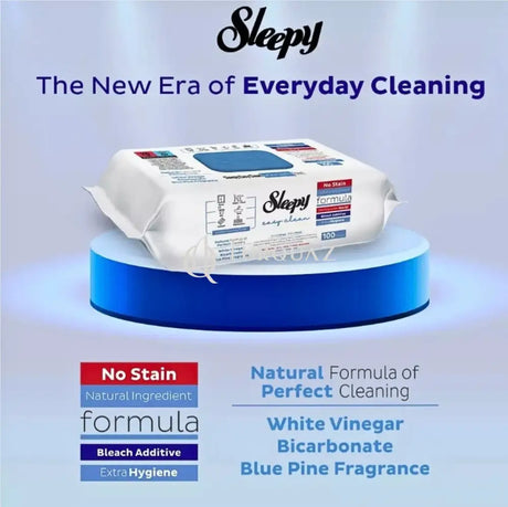 Sleepy BLEACH ADDITIVE Easy Clean Multi-Surface Cleaning Wipes 100 Sheets Floor Cleaning