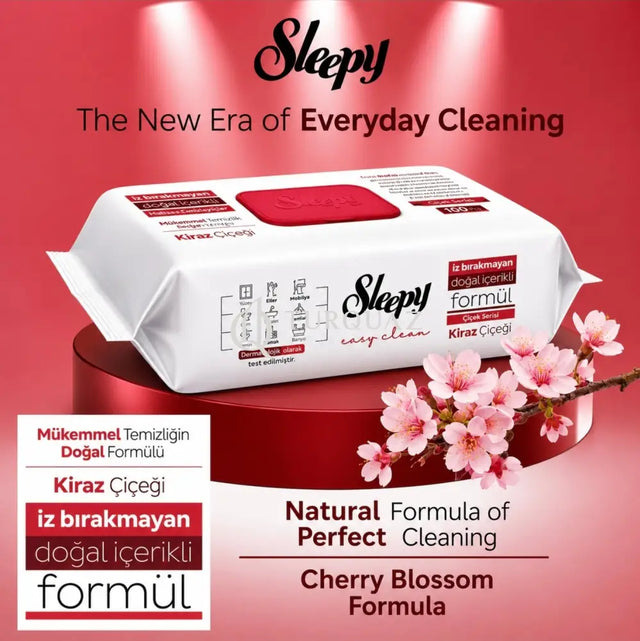 Sleepy CHERRY BLOSSOM Easy Clean Multi Surface Cleaning Wipes 100 Sheets - Sleepy Cherry Blossom Surface Cleaning Towel