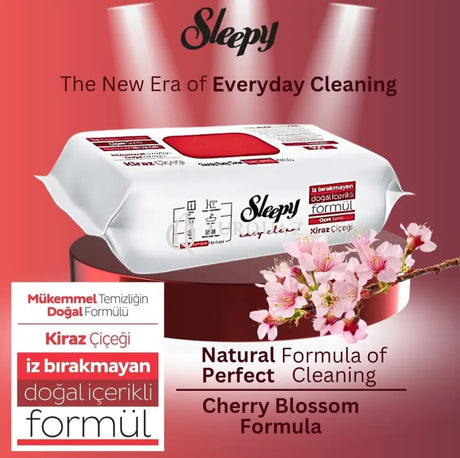 Sleepy CHERRY BLOSSOM Easy Clean Multi Surface Cleaning Wipes 100 Sheets Sleepy Cherry Blossom Surface Cleaning Towel