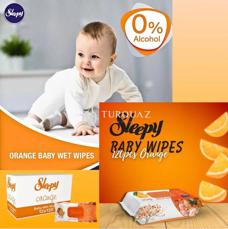 Sleepy Orange Care Baby 120 Pcs Wet Wipes - Sleepy Orange Care Baby 120 Wet Wipes