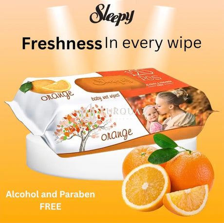 Sleepy Orange Care Baby 120 Pcs Wet Wipes - Sleepy Orange Care Baby 120 Wet Wipes