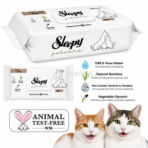 Sleepy Pet Wet Wipes Natural Bamboo Pure Water & Vegetable Glycerine 60Sheets - Petcare wipes