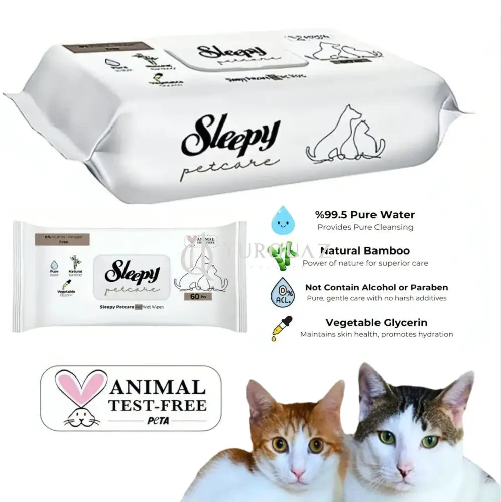 Sleepy Pet Wet Wipes Natural Bamboo Pure Water & Vegetable Glycerine 60Sheets Petcare wipes