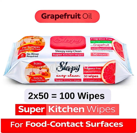 Sleepy Super Kitchen Grapefruit 2x50 - 100 Wipes Sleepy Super Kitchen Wipes Grapefruit 50x