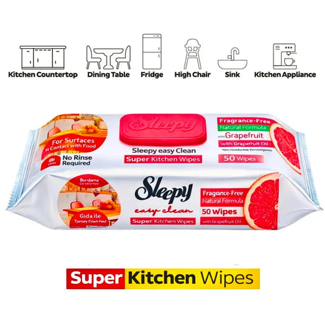 Sleepy Super Kitchen Grapefruit 2x50 - 100 Wipes Sleepy Super Kitchen Wipes Grapefruit 50x