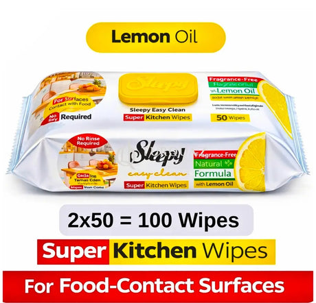 Sleepy Super Kitchen Lemon 2x50 - 100 Wipes Sleepy x50 Super Kitchen Wipes