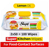 Sleepy Super Kitchen Lemon 2x50 - 100 Wipes Sleepy x50 Super Kitchen Wipes