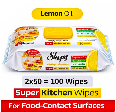 Sleepy Super Kitchen Lemon 2x50 - 100 Wipes Sleepy x50 Super Kitchen Wipes