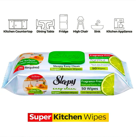 Sleepy Super Kitchen Lime 2x50 - 100 Wipes Sleepy Super Kitchen Wipes Lime 50x