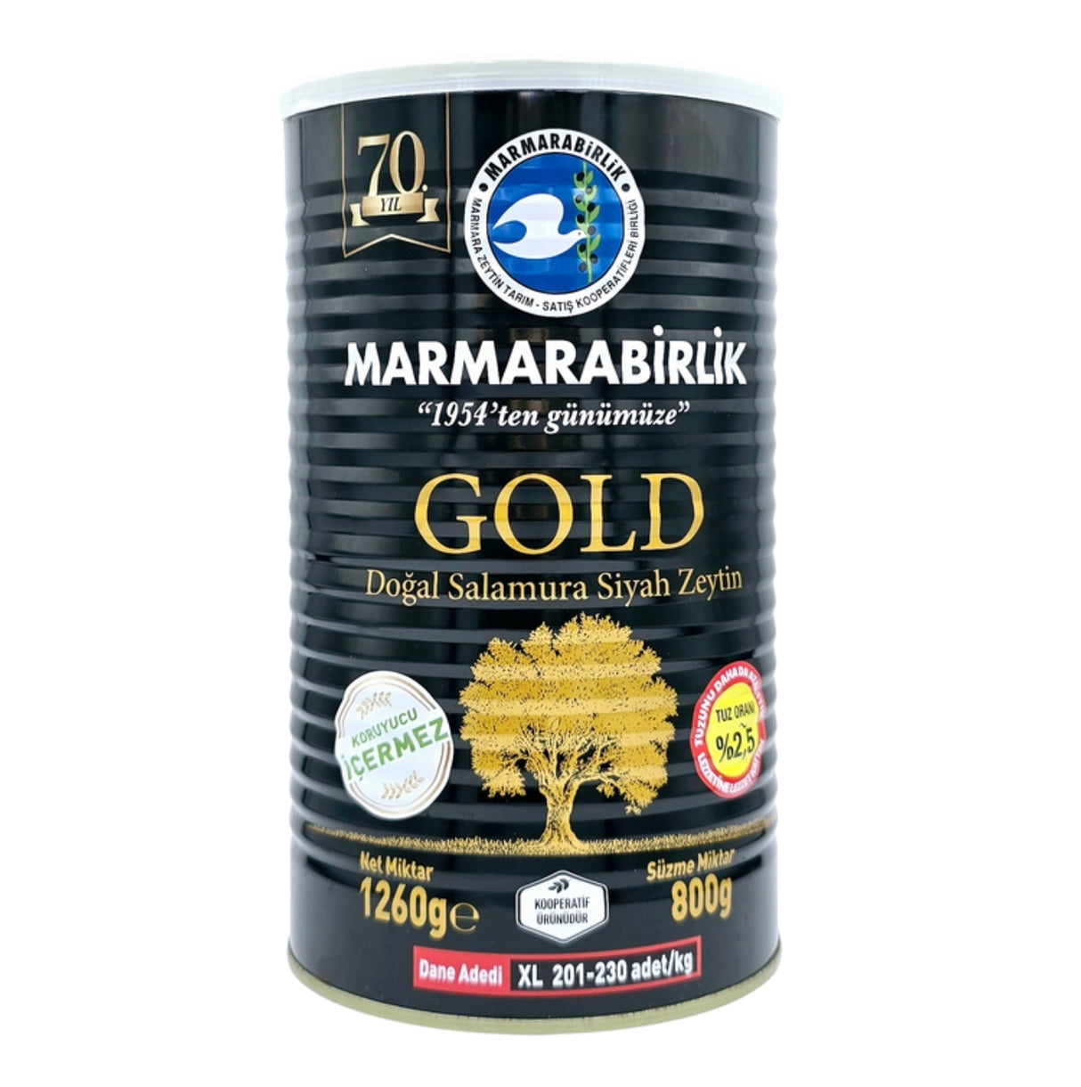 MarmaraBirlik Salamura Black Olives Gold XL Tin 800 Gr