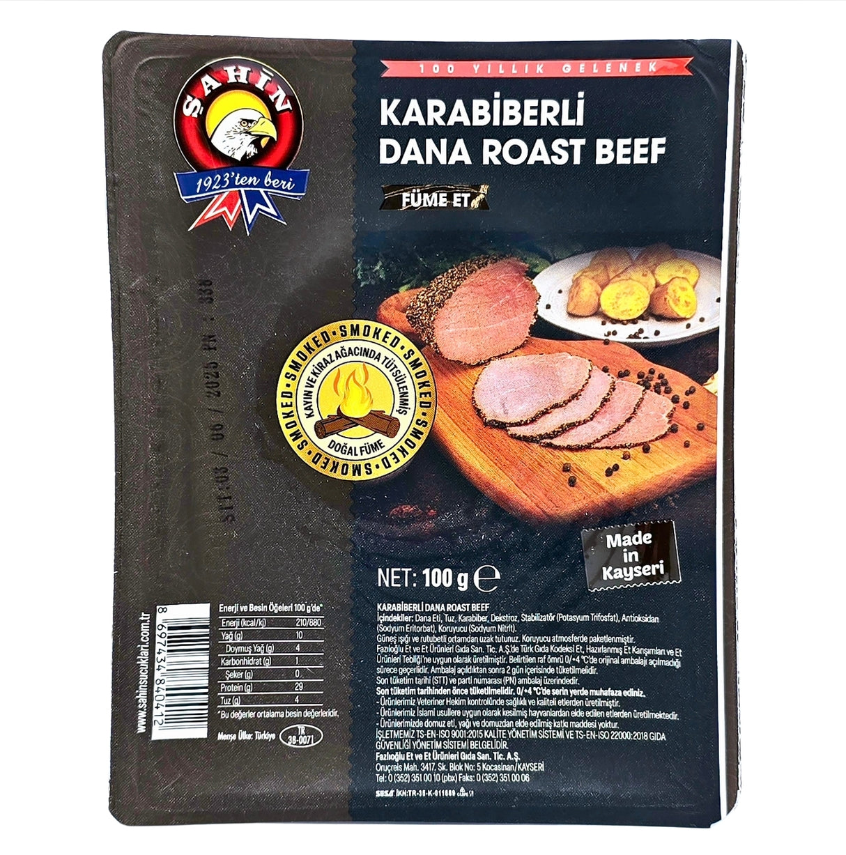 Sahin Sliced Roasted Beef with Black Pepper 100g