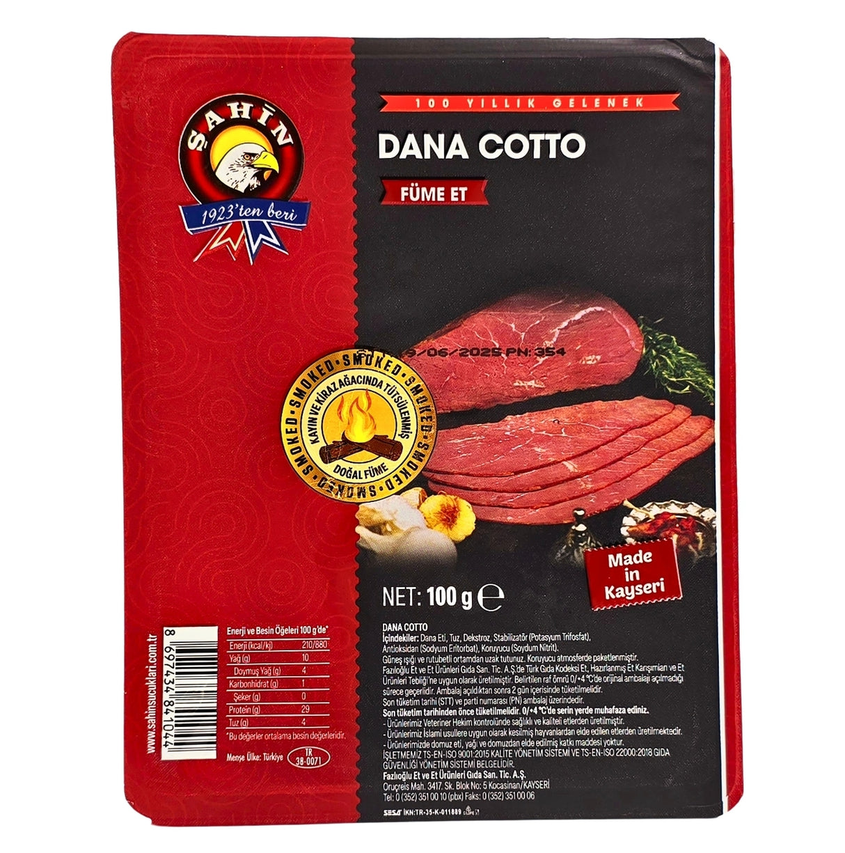 Sahin Sliced Beef Cotto 100 Gr