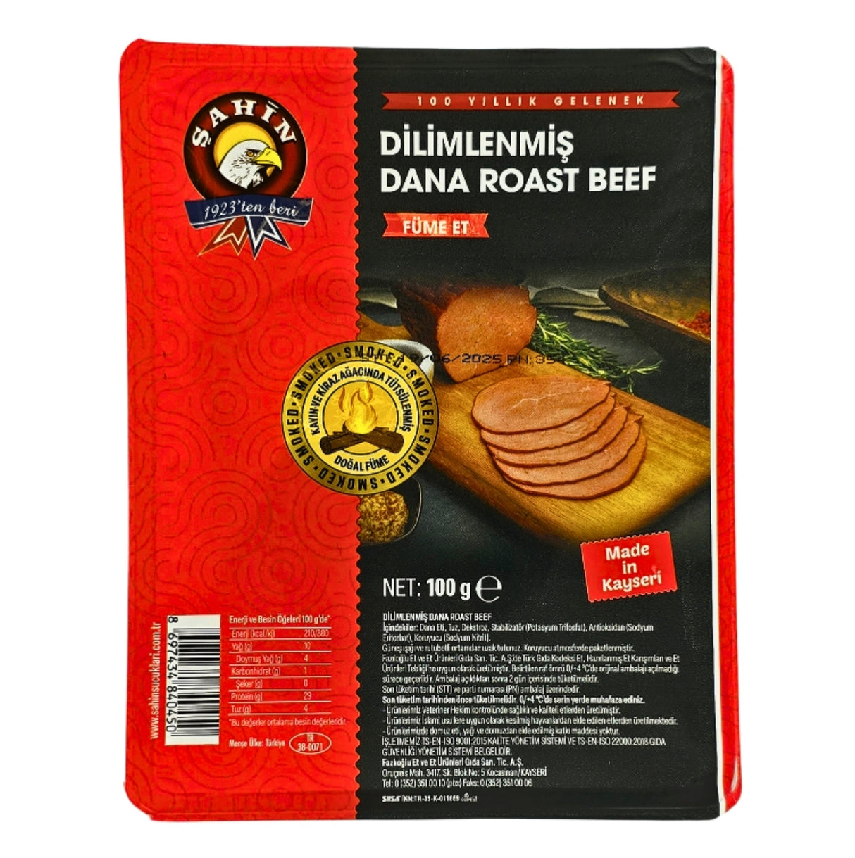 Sahin Sliced Roasted  Beef 100 Gr