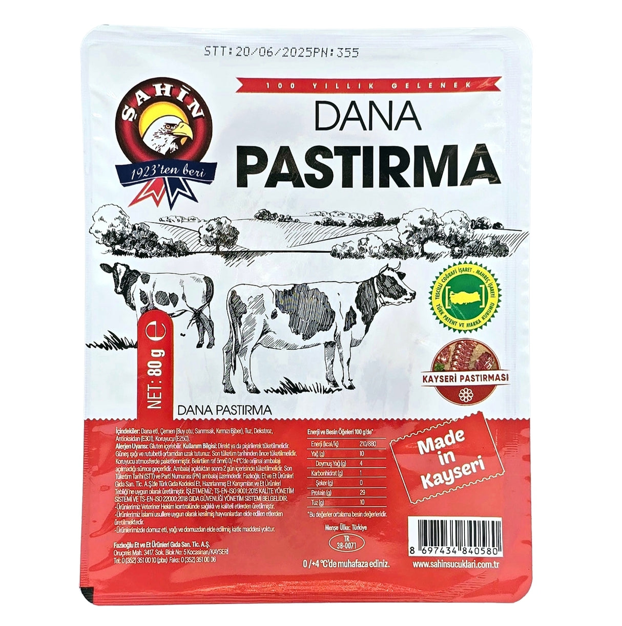Sahin Beef Pastirma 80g