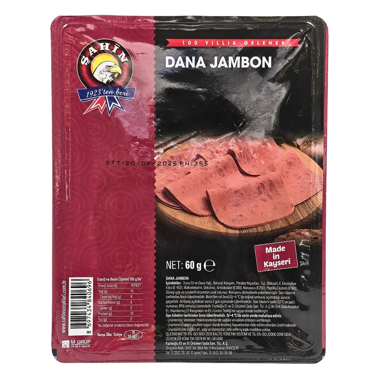 Sahin Sliced Beef Ham 60 Gr