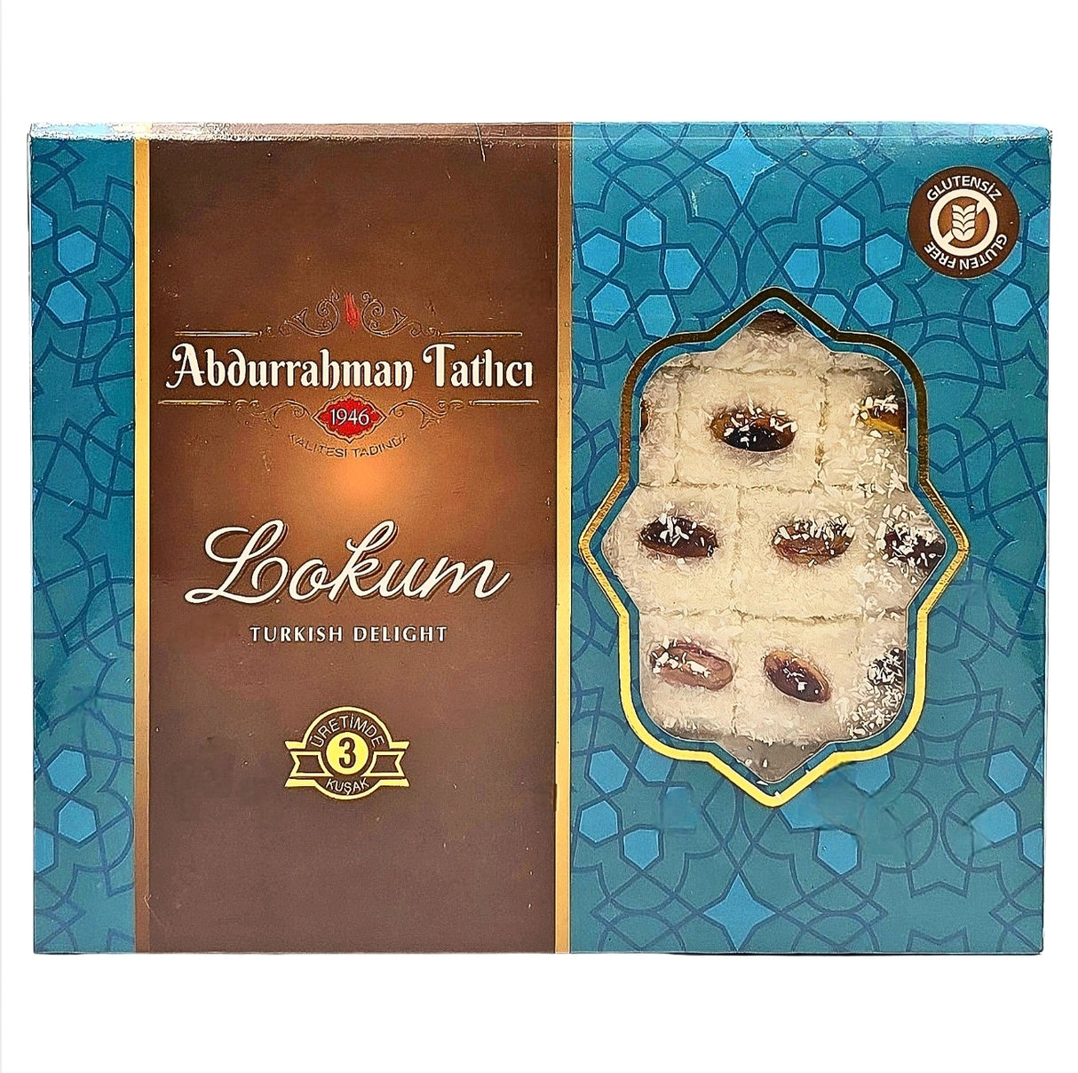 Abdurahman Tatlıcı Sultan Turkish Delight with Coconut Pistachio 550 Gr