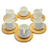 Paci White Porcelain Bamboo Saucer Coffee cup Set 6pcs no. 101094